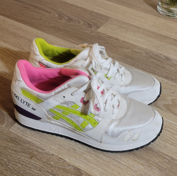 Asics White Sneakers with Purple and Green Accents - Picture 3 of 8